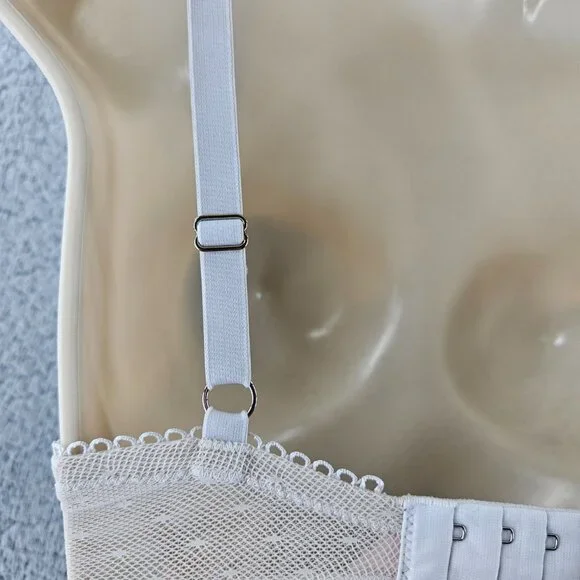 Victorias Secret Bra Womens 36D White Dream Angels Lined Demi Lace Underwire - Picture 15 of 16